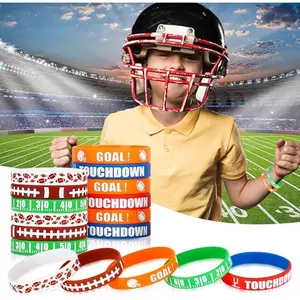 10 PCS Baseball Silicone Bracelet Sportsmanlike Spirit Rubber Wristbands for Sport Themed Football Themed Birthday Party Award Gift