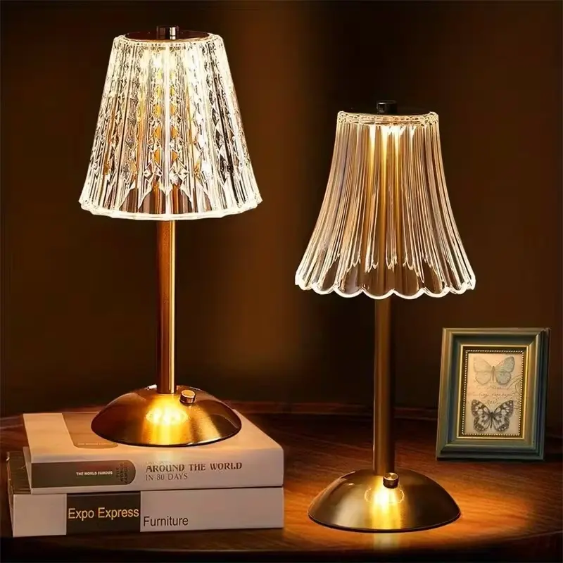 4-Pack Vintage LED Bedside Table Lamp, USB Rechargeable 3 Color Dimmable Waterproof Decor Night Light, Indoor & Outdoor Lamp for Bedroom Bathroom Living Room Patio