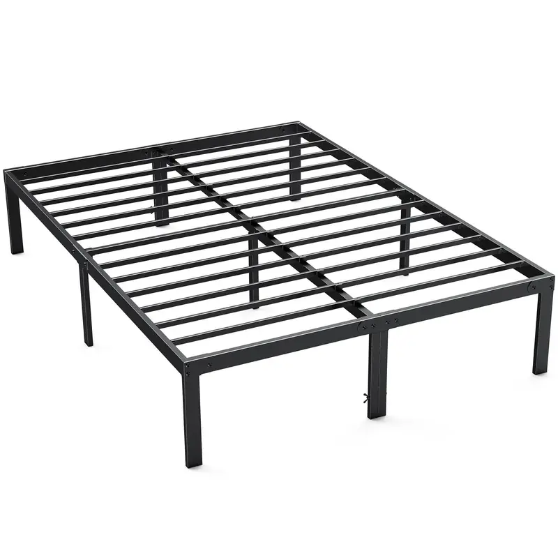 Sweetcrispy King Size Metal Platform Bedroom Bedframe - 14in High-Strength Storage Bed, Sturdy Steel Slat Base, No Box Spring Needed, Fast Assembly, Compatible with Most Mattress Sizes