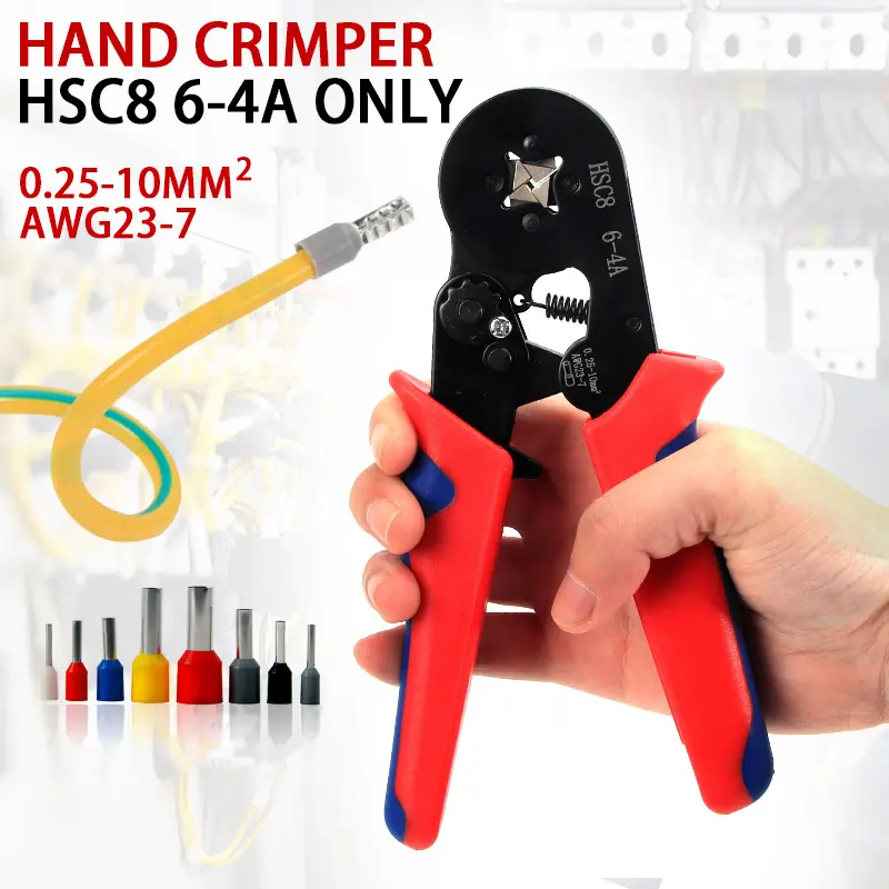Ratchet Crimping Pliers, Pressure Adjustable Auto-Rebound, Metal Wire Terminal Crimper, Multi-Type Connectors for Electricians, 0.25-10mm Range, Hand Tools, Construction Tools