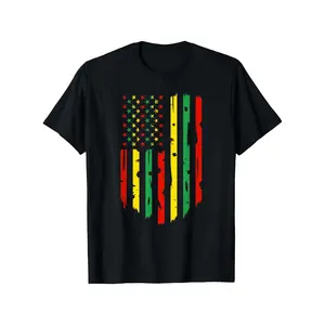 4th of July Independence Day African American Flag Kwanzaa T Shirt 100% Cotton Casual Tshirts Crewneck T-Shirt Funny Short Sleeve Unisex Graphic Tee for Men Women Adults Classic Menswear Top 25624