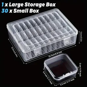 30 Bead Organizer Kit - Plastic Storage Box with Flip Lid, Rectangular Container, Ideal for Craft Supplies, Projects, Bead Organization, And Jewelry Creation