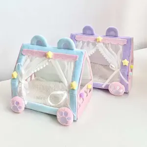 New Doll Tent Bed Cute Purple Pink Cotton Sleeping Bed for Labubu and 10–17cm Dolls | Creative Desktop Toy Display Collectors Decor