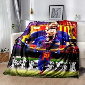 Leo Messi Blanket NO.10 Football Messi Blanket  Football Fans Gifts  Soft Flannel Blanket Suitable For Sofa Beds Living Rooms Beloved By Both Adults And Children Birthday Gifts Holiday Party Home Decor