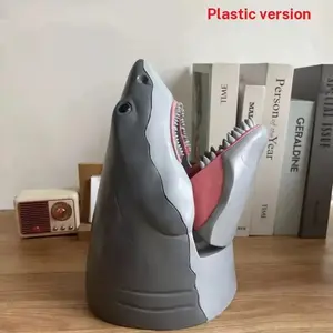 1pc Shark-shaped Reusable Plastic Special-shaped Storage Decorative Bucket, Home Supplies, Ideal for Placement in Living Rooms and Bedrooms