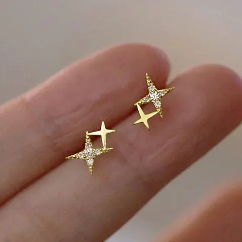 Rhinestone Star Design Stud Earrings, Shiny Fashion Artificial Zirconia Stud Earrings, Anniversary Wedding Anniversary Holiday Party Jewelry Gifts for Women Earrings Studs