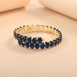 Fashion Copper Alloy Open Cuff Bangle for Women, Luxury Adjustable Iced Out CZ Stretch Bracelet, Elegant High-End Jewelry, Perfect Birthday & Holiday Gift