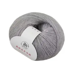 Gold sequin mohair yarn ball with beads for hand-knitting shawls and woolen sweaters