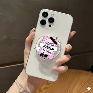 Library Card Aesthetic Phone Grip – Stay Bookish Reader Phone Stand, Hot Girls Read Book Lover Accessory