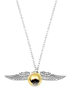 Harry Potter Golden Snitch Necklace, Detailed Silver Color Wings, Shiny Pendant, Adjustable Chain, Lightweight Everyday Wear