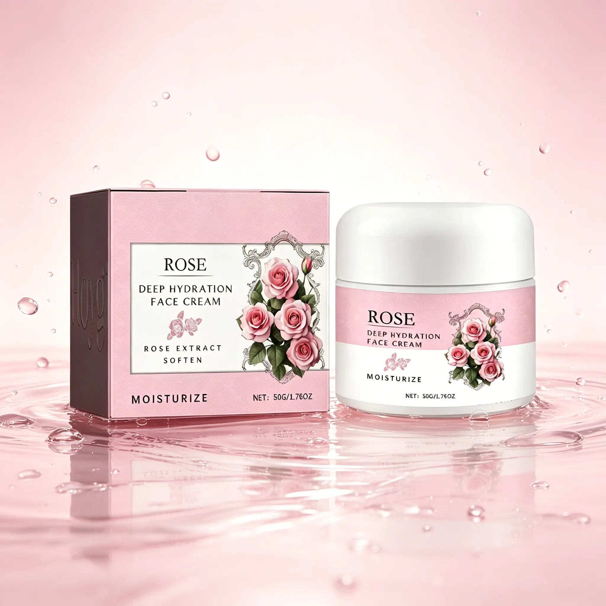 Rose Deep Hydration Gentle Face Cream - 50g Smooth Daily Moisturizer, Rose-Infused for Evening Hydration, Moisture Boost & Fresh Glow, Hydrate, All Types, Face & Neck