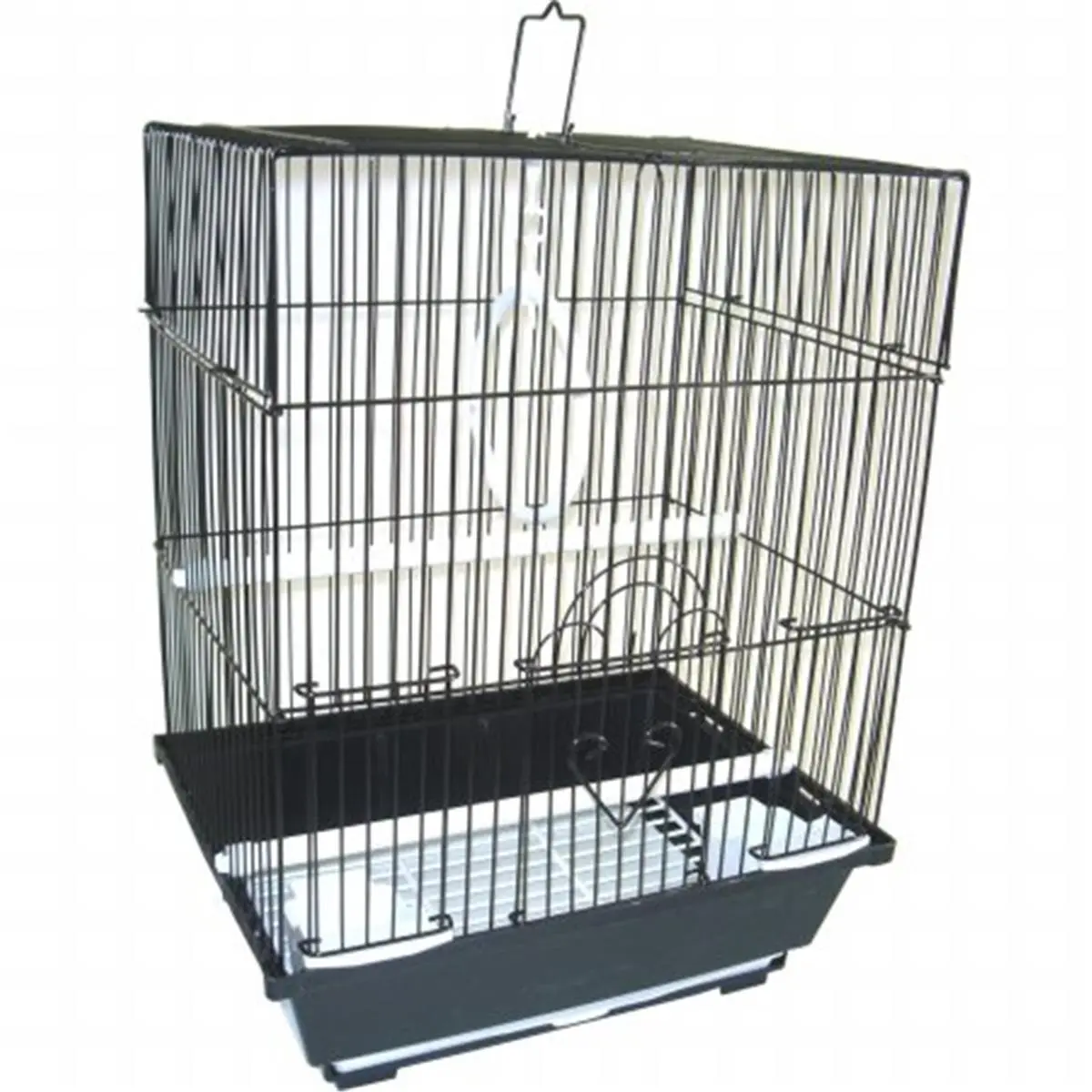 212 MAIN Medium Flat-Top Bird Cage for Parakeets, Hamsters, Ferrets - Black, 13.3x10.8x16.5 in, with Easy-Cleaning Slide-Out Tray, Top Handle