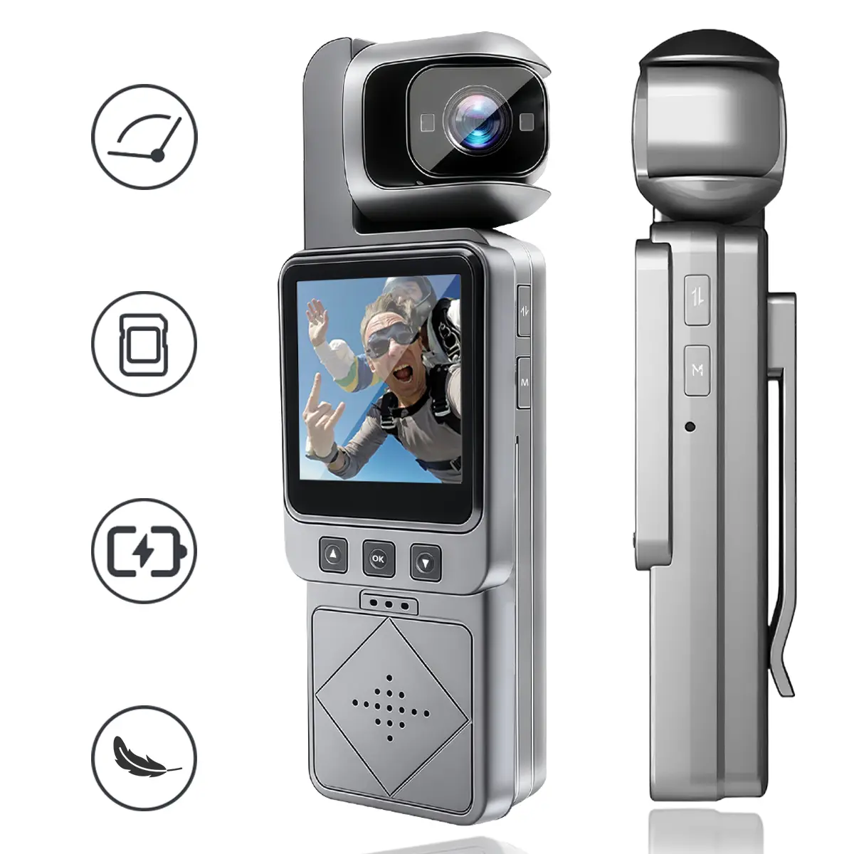180° Rotating Lens Portable Action Camera, 6x Digital Zoom Sports Camera, Wide Angle Wearable Body Camera, Video Recording Camera for Sports & Vlogging, WiFi Transmission, IR Night Vision & Loop Recording, Gifts for Men and Women