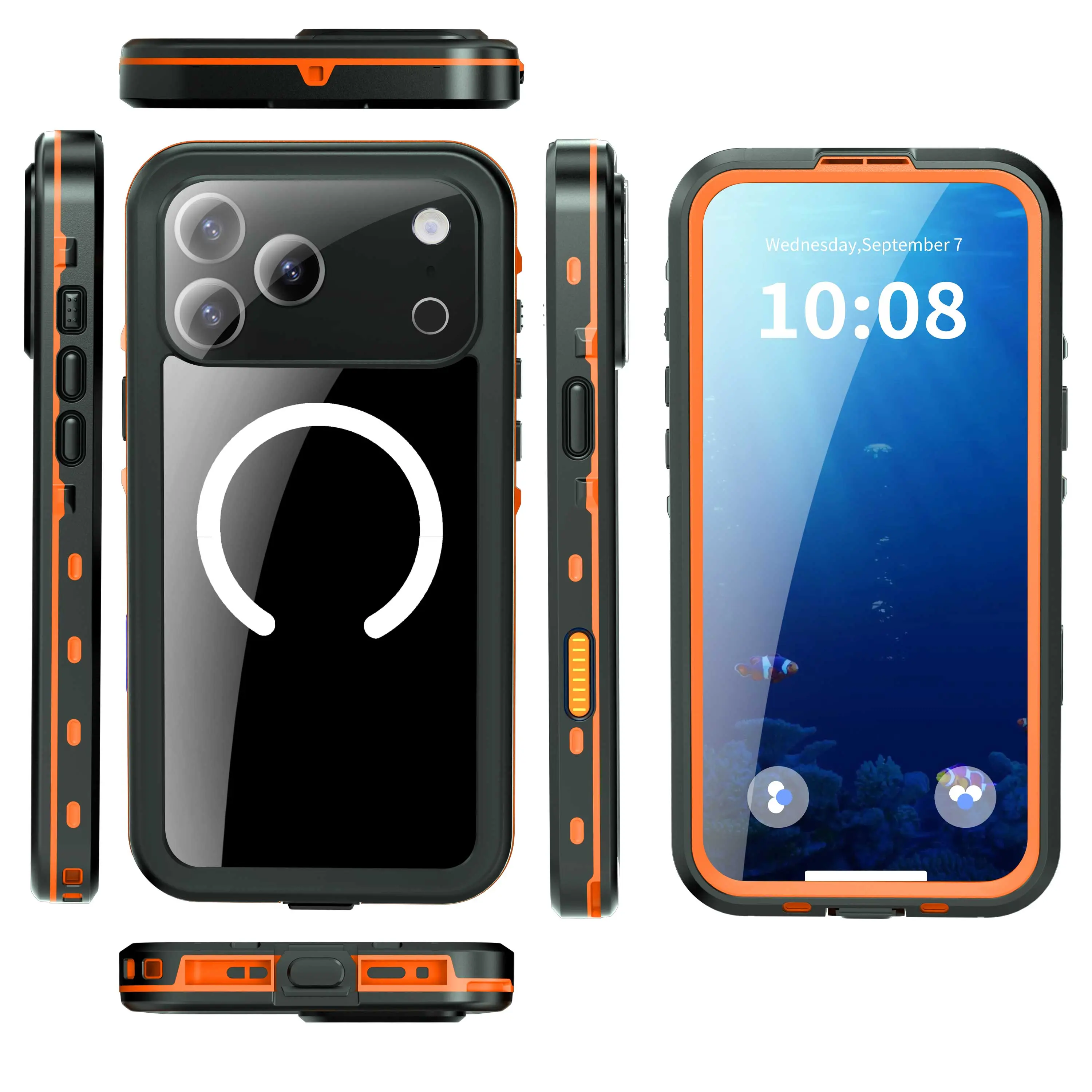 Fin Shellbox IP68 Magnetic Waterproof Phone Case for Swimming & Diving - Compatible with iPhone 17/17AIR/17Pro/17Promax