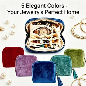 Aesthetic Velvet Travel Jewelry Case - 6-Layer Anti-Tangle Organizer Pouch with Tassel Zipper - Cute Mini Storage for Rings & Necklaces - TikTok Travel Must Have & Gift for Her