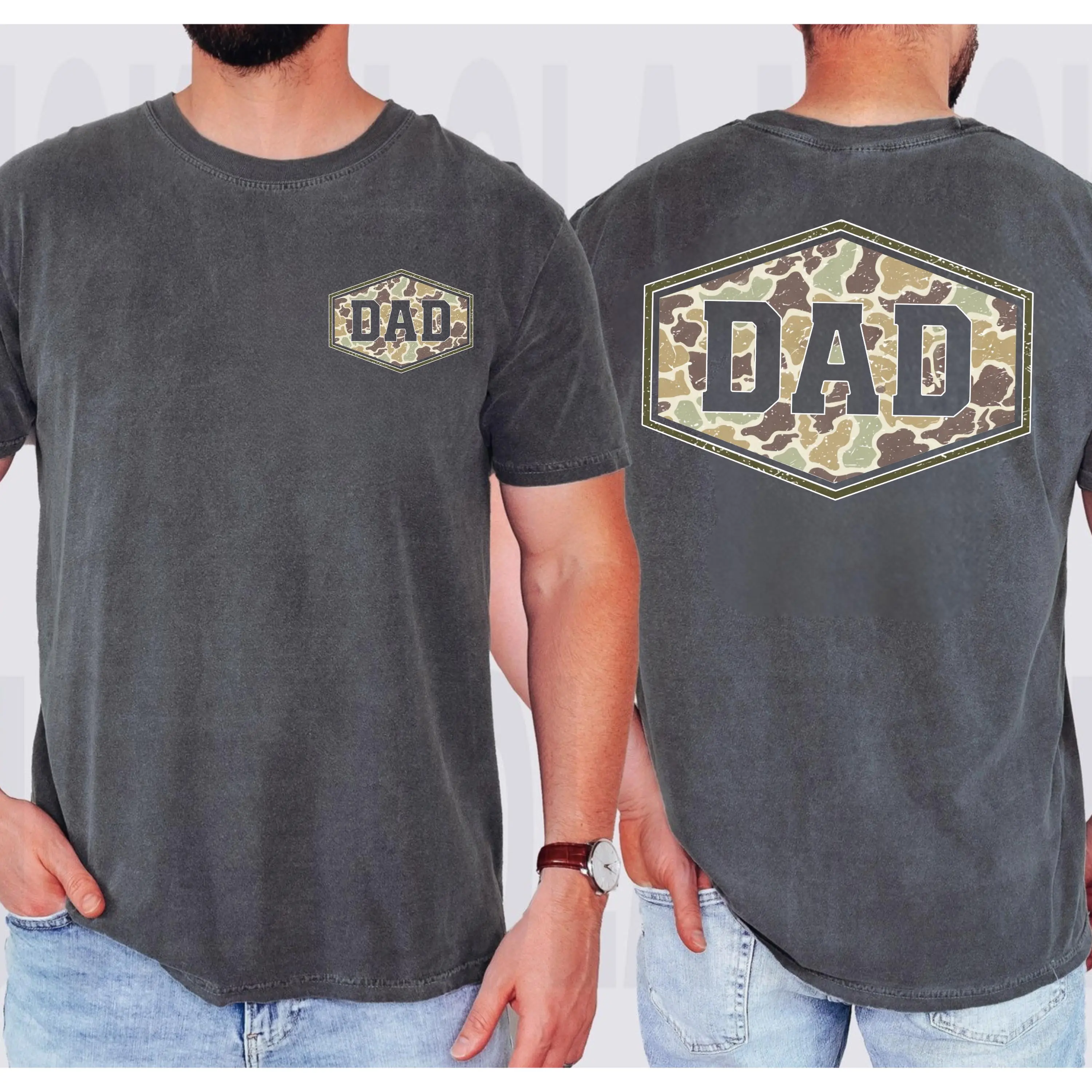 Comfort Colors Camouflage Dad Shirt, Retro Varsity Dad Tee, Duck Camo Father’s Day Gift, Classic Dad Shirt, Retro Dad Shirt, Gift For Dad - AL