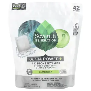 Seventh Generation Laundry Detergent Packs, Ultra Power +, Clean Scent, 42 Packs, 29.6 oz (840 g)