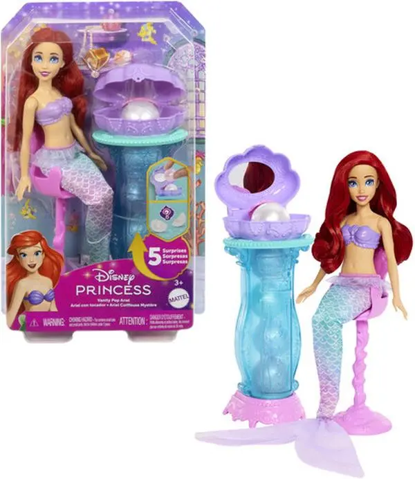 Disney Princess Vanity Pop Ariel Plastic Fashion Doll & Pearl Accessory Single Set Collectible Figure
