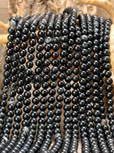 Natural Black Banded Agate Loose Beads, Lustrous Round Beads, 4mm (0.16 inch) - 10mm (0.4 inch), for Jewelry Making, DIY Beading Accessories, DIY Necklaces, Bracelets and Earrings, Beaded Jewelry