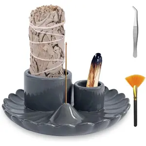 Palo Santo Sticks Holder, 4 in 1 Incense and Candle Holder for Burning Sage and Sticks for Burning, Ash Catcher Tray for Meditation Yoga Room