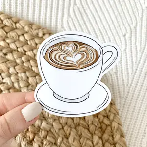 Latte Art Waterproof Vinyl Sticker, 2.5x2.5"