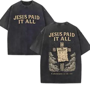 Jesus Paid It All Shirt ️ | Christian Faith Tee | Colossians 2:13-14 | Vintage Washed Graphic Tee | Front & Back Design  Casual, Menswear, Top, Print, Man, Streetwear, Soft, Tshirt