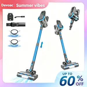 [Summervibes]Devoac N3P Cordless Vacuum, 8-in-1 Rechargeable Stick Vacuum, 20kPa Suction, up to 40 Minutes Runtime, LED-Lit Head, Lightweight for Everyday Home Cleaning, Hardwood Floors, Carpets, Tiles, Cars,  Pet Hair