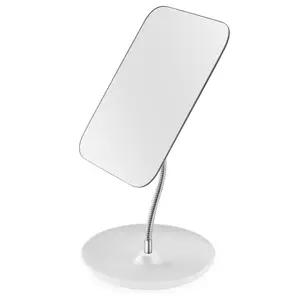 Makeup Mirror for Desk - Adjustable Flexible Gooseneck, 360 ° Rotation Folding Portable Bathroom Shaving Cosmetic Mirror Square Decor Black