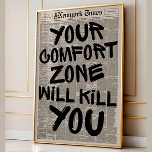 Retro Your Comfort Zone Will Kill You Newspaper Poster, Typography Wall Art, Motivational Poster, Newspaper Print, Aesthetic Home Decor