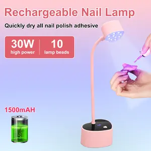UV LED Nail Lamp, cordless Mini UV Lamp for Gel Nail Polish Quick Drying Curing,Rechargeable LED Flash Curing Nail Dryer,Quick Drying Gooseneck UV Nail Lamp for Home Nail Salon DIY Nail Art