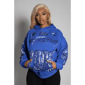 Esha Royal Blue Rhinestone Hoodie