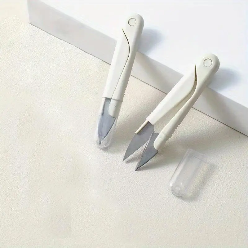 2pcs portable U-shaped scissors with cover, artistic Paper Cuttings embroidery stainless steel sewing scissors, suitable for DIY