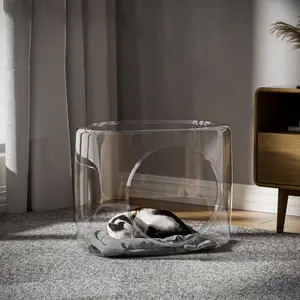 New Style Transparent Design Plastic Stackable Feature Cat Cage, Large Space, Large Capacity Cat Nest, Non-Stick Hair, Cave Pet Bed, Space Capsule Cat Cage