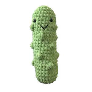 Crochet Pickle Plush Toy - Adorable Green Yarn Crafted Toy for Play & Decor