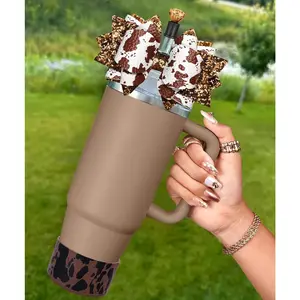 Cup Boot with Straw Cover for  40 30 oz - Cute Bow Straw Topper and  Caps with Bottom Protector 3 count Sets for Tumbler Accessories