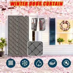 Magnetic Insulated Door Curtain, Oxford Fabric, Textured Surface, Durable Structure, Winter Doorway Heat Retention Solution