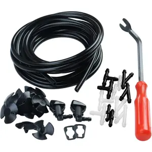 Windshield Washer Nozzles Hose Kit Compatible with Grand Cherokee Include 2 count Sprayer Nozzle&Gasket,4M Fluid Hose,12 pcs Hose Connectors,10 pcs Hood Retainers,1 Tool (90  washer nozzles)
