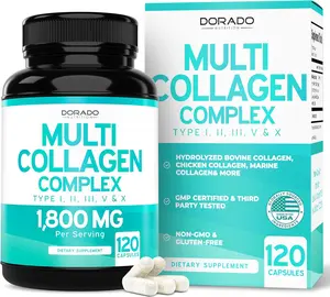 Multi Collagen Pills for Women & Men (120 Capsules) Type I, II, III, V and X - Pure Hydrolyzed Collagen Peptides Supplement - Hair, Skin, Nails & Joint Support - 3rd Party Tested, Non GMO & USA Made
