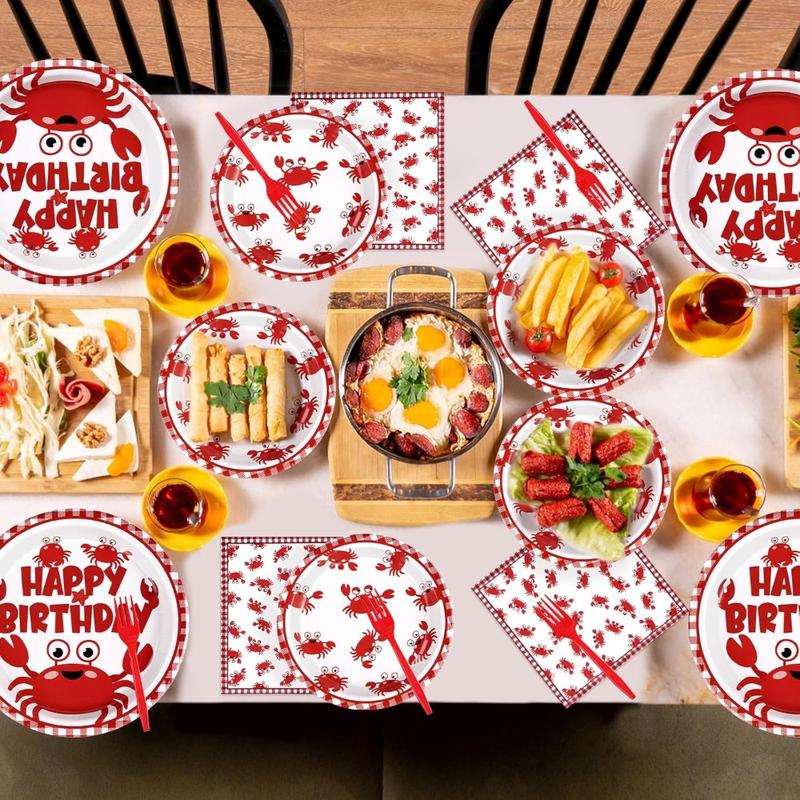96PCS Crab Birthday Party Decorations Crab Plates and Napkins Disposable Paper Tableware for Baby Shower, Picnic, BBQ, Seafood Boil Birthday Party Supplies, Serves 24 96PCS Crab Birthday Party Decorations Crab Plates and Napkins Disposable Paper Tableware for Baby Shower, Picnic, BBQ, Seafood Boil Birthday Party Supplies, Serves 24