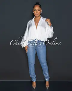 *Monet Medium Blue Denim Silver Foil Skinny Jeans