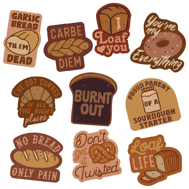 Bread Sticker Extra Large Stickers for Adults Funny Adhesives with Memes Funny Stickers with Colorful Graphic Decals Sarcastic  Funny Food  Multi