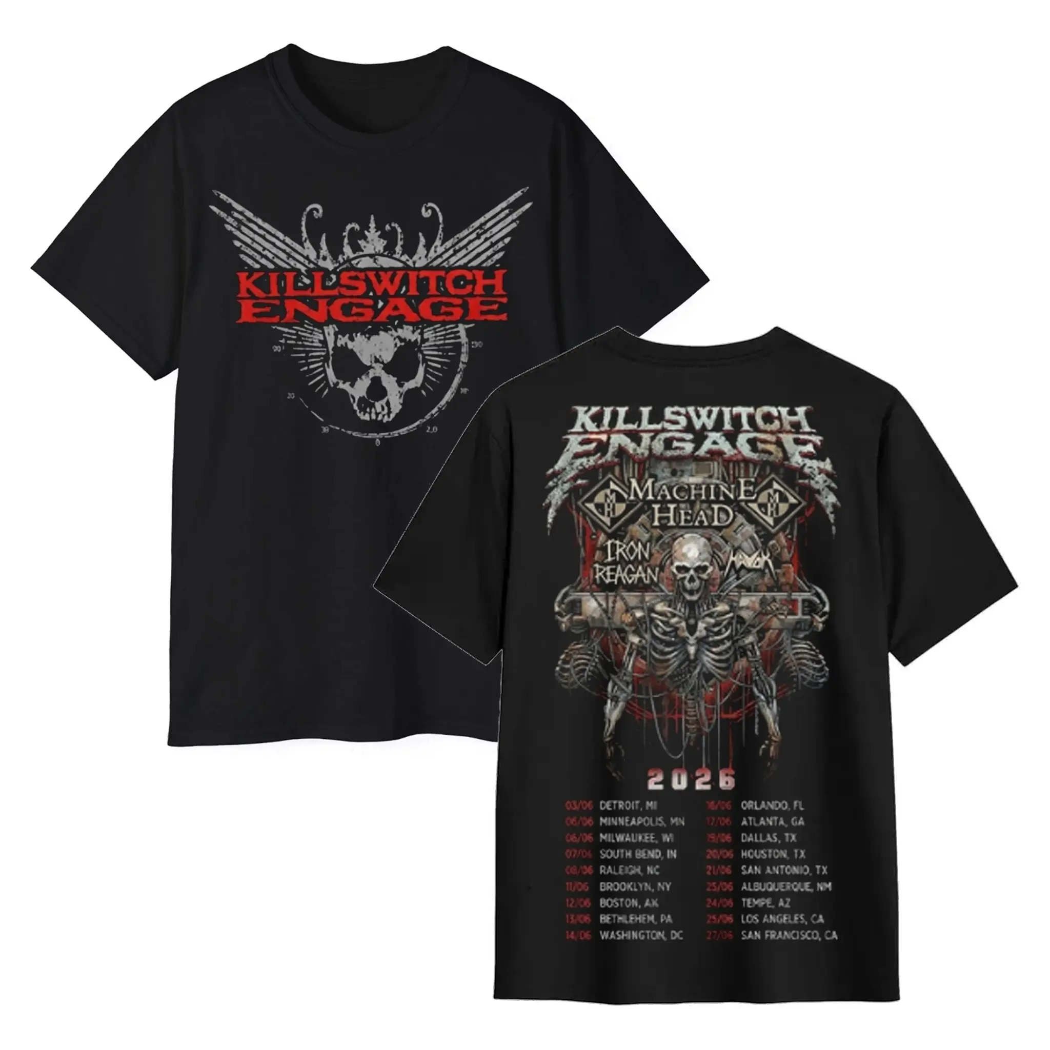 Killswitch Engage US Tour 2026 Venue Dates Schedule Two-Sided T-Shirt