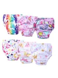 Reusable Baby Potty Training Pants for Boys & Girls, Soft Comfortable Fabric, Moderate Thickness, Floral Cartoon Style, All Seasons, Above Knee Length