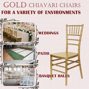 FOH Set of 4 Gold PP Chiavari Chairs for Wedding Party Event Banquet Reception