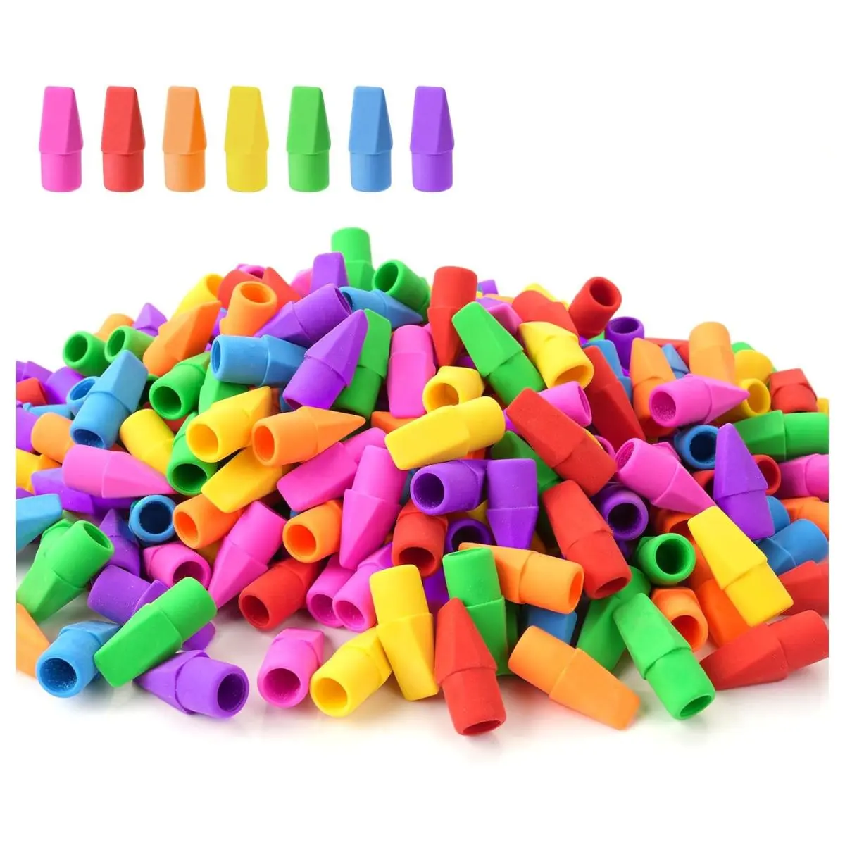 120PCS Pencil Top Erasers Bulk – Colorful Latex-Free Cap Erasers for Classroom Rewards & Students | Back to School