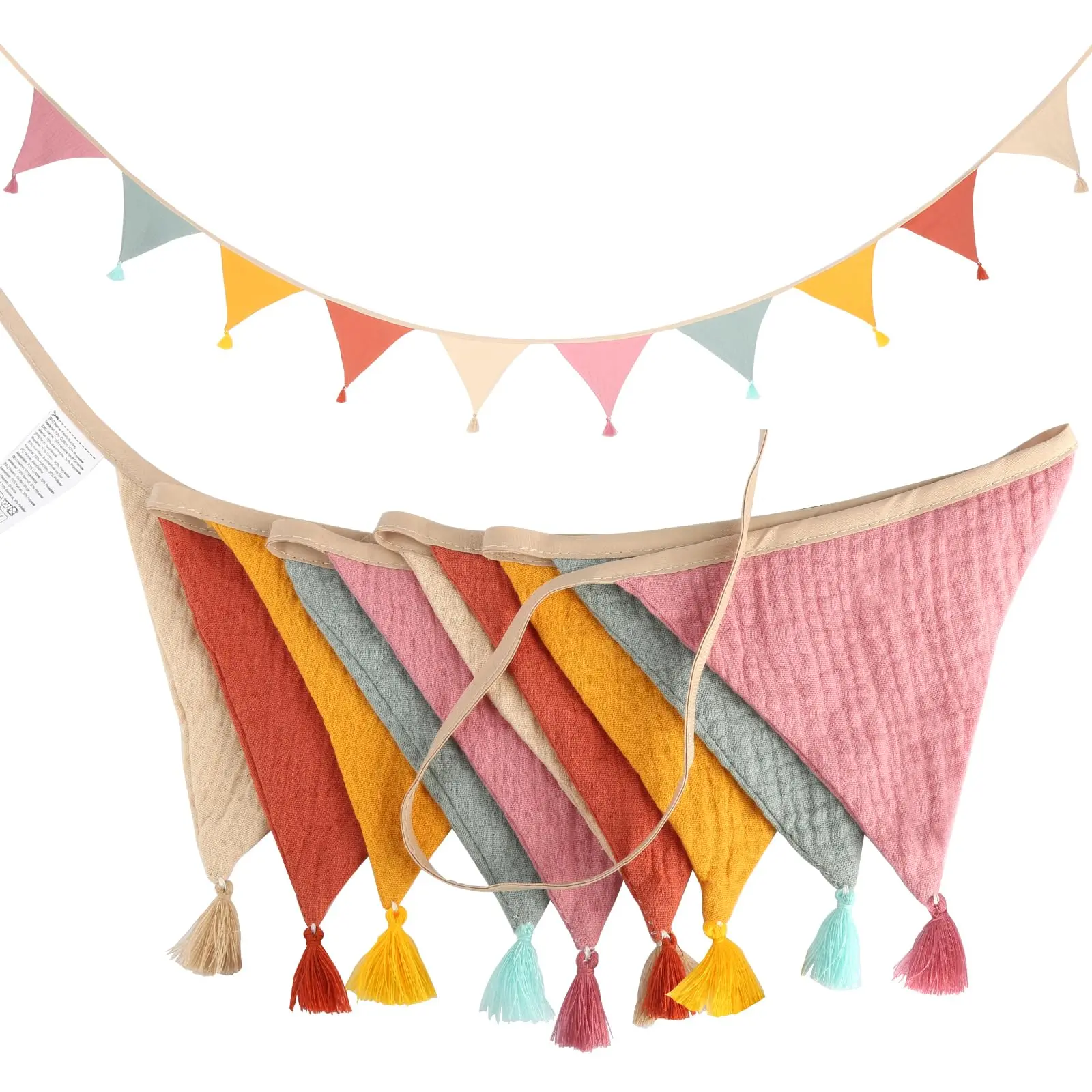 Garland Bunting Classroom, 2.6m Bunting Fabric, Bunting Outdoor Weatherproof bedroom Decoration, Garden Party Happy Birthday Garland Decorations (Candy Colours)