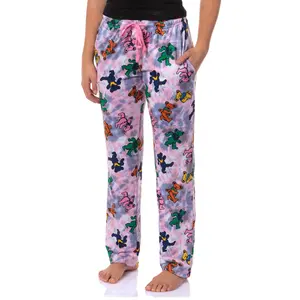 Grateful Dead Pajama Pants Dancing Bears Women's Sleep Lounge Pajama Pants Elastic Waist & Side Pockets