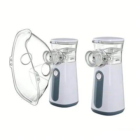 2PCS Rechargeable USB Portable Handheld Mesh Nebulizer - Adjustable Electric Ultrasonic Mist Sprayer, Face Mist Humidifiers for Adults, Compact Cordless Machine for Home & Travel