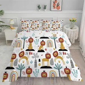 3 PCS Forest Animal Embroidered U-shaped Quilt Set (1 quilt + 2 pillowcases, without pillow core), quilt filling 200gsm, soft and breathable, suitable for children's bedrooms, dormitories, home decoration, multiple size options