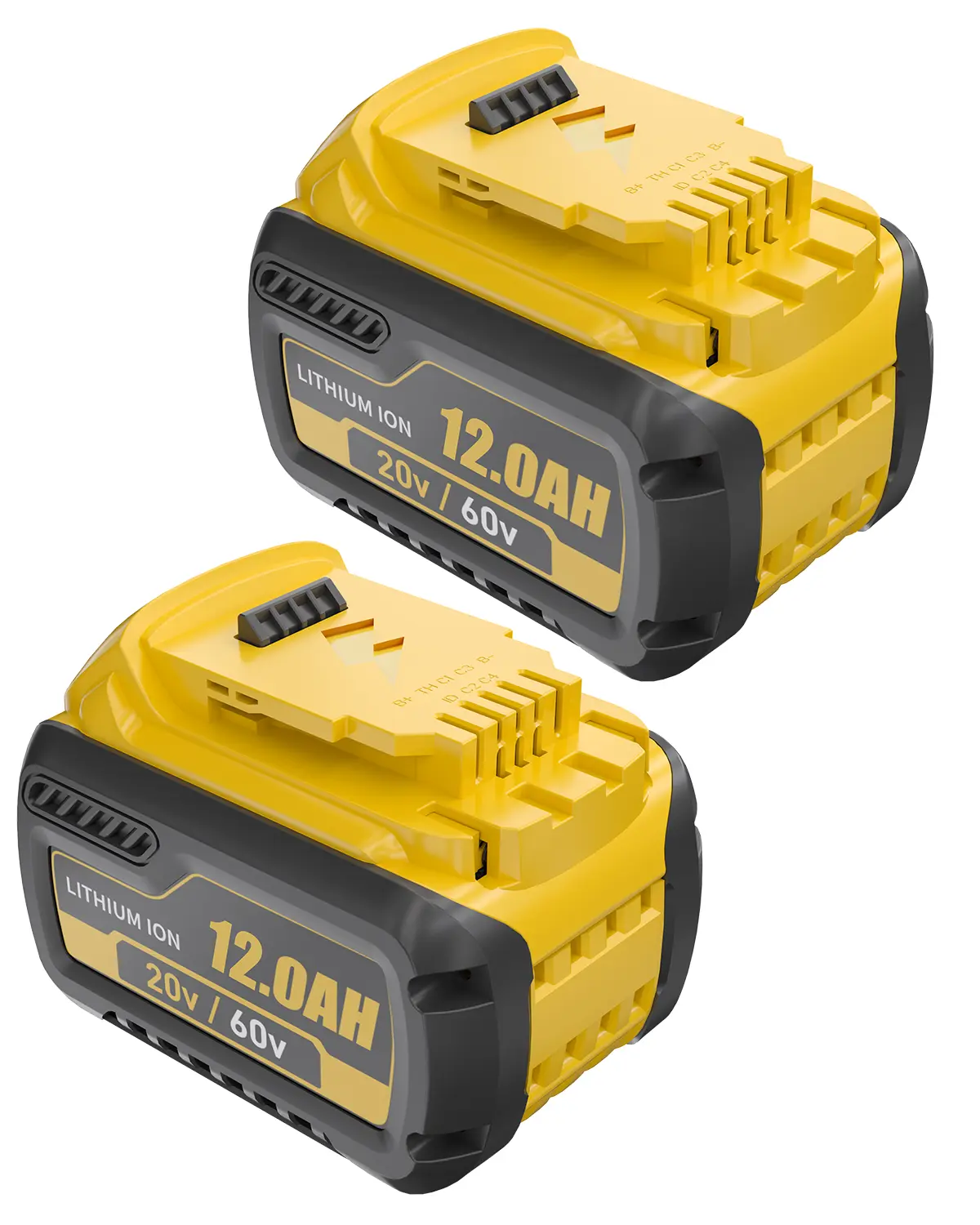 2-Packs 12.0Ah Lithium Ion Cordless Tool Batteries, Over-Protection Replacement for DeWalt 20V/60V Flexvolt Tools, Compatible with DCB606, DCB609, DCB612 Accessories (2 x 12.0Ah Batteries)
